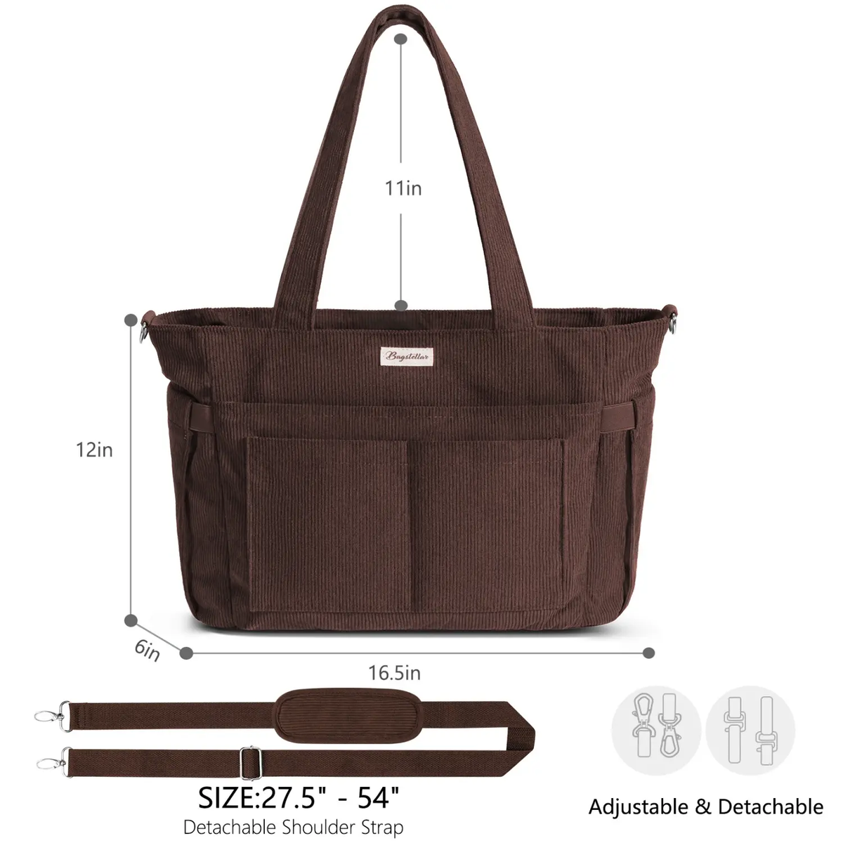 Bagstellar Corduroy Tote Bag for Women - 15.6" Laptop