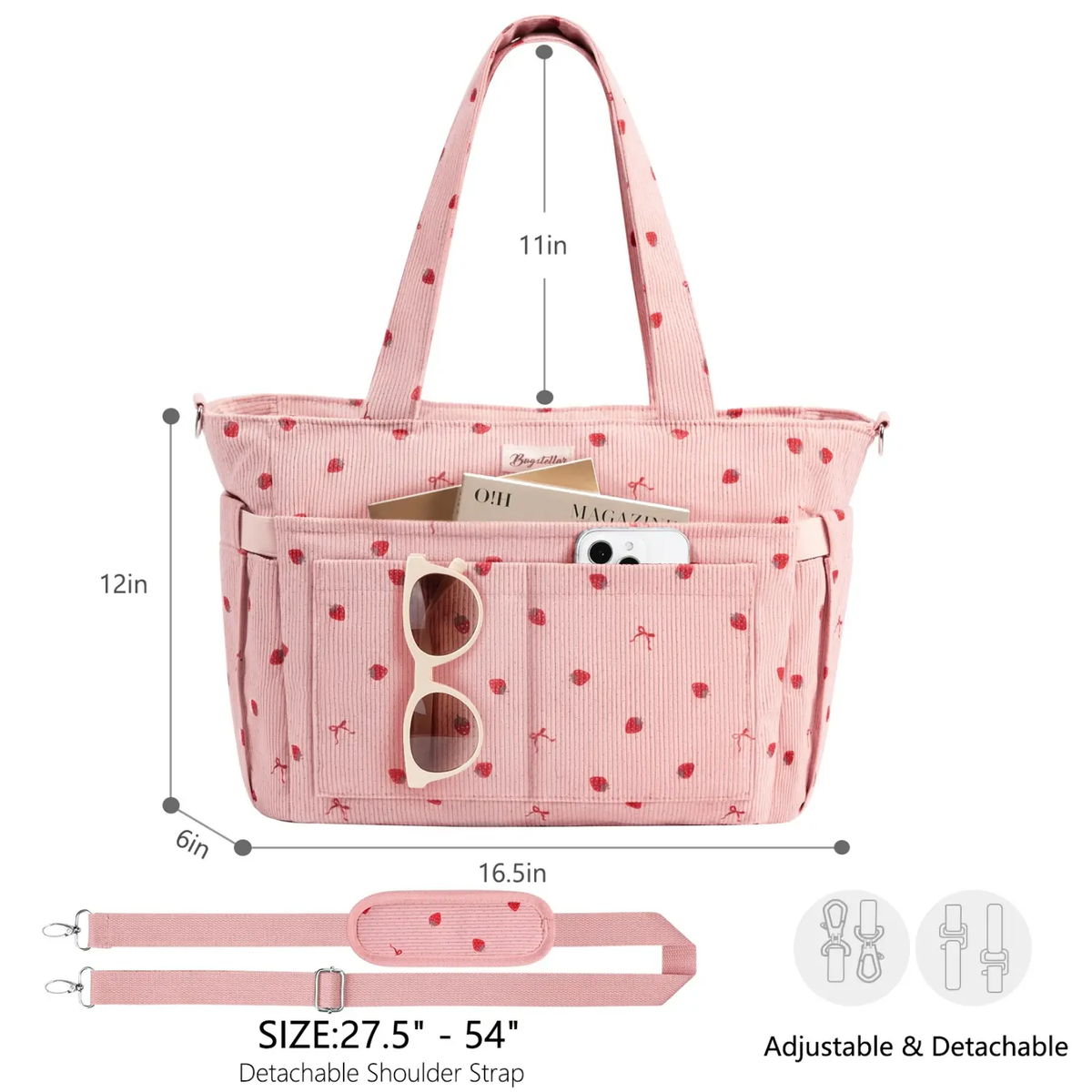 Bagstellar Corduroy Tote Bag for Women - 15.6" Laptop