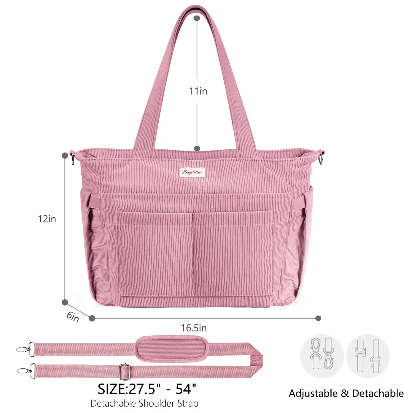 Bagstellar Corduroy Tote Bag for Women - 15.6" Laptop