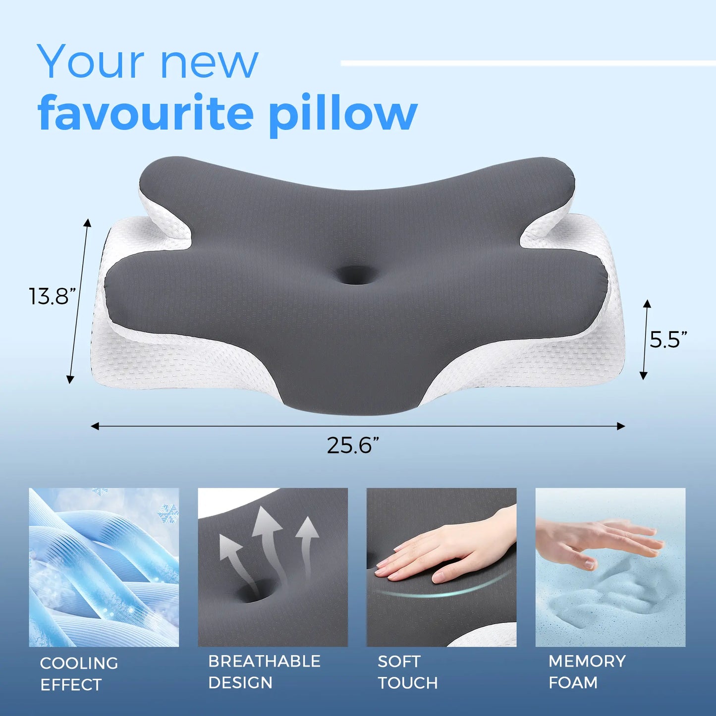 VIPfree Adjustable Ergonomic Memory Foam Pillow