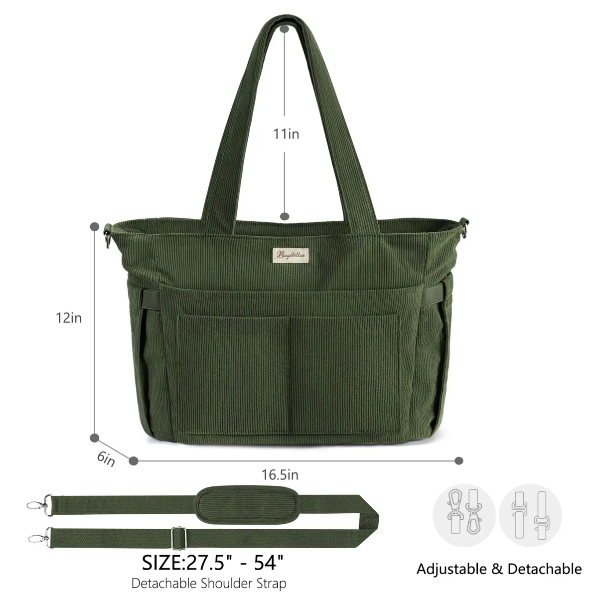 Bagstellar Corduroy Tote Bag for Women - 15.6" Laptop