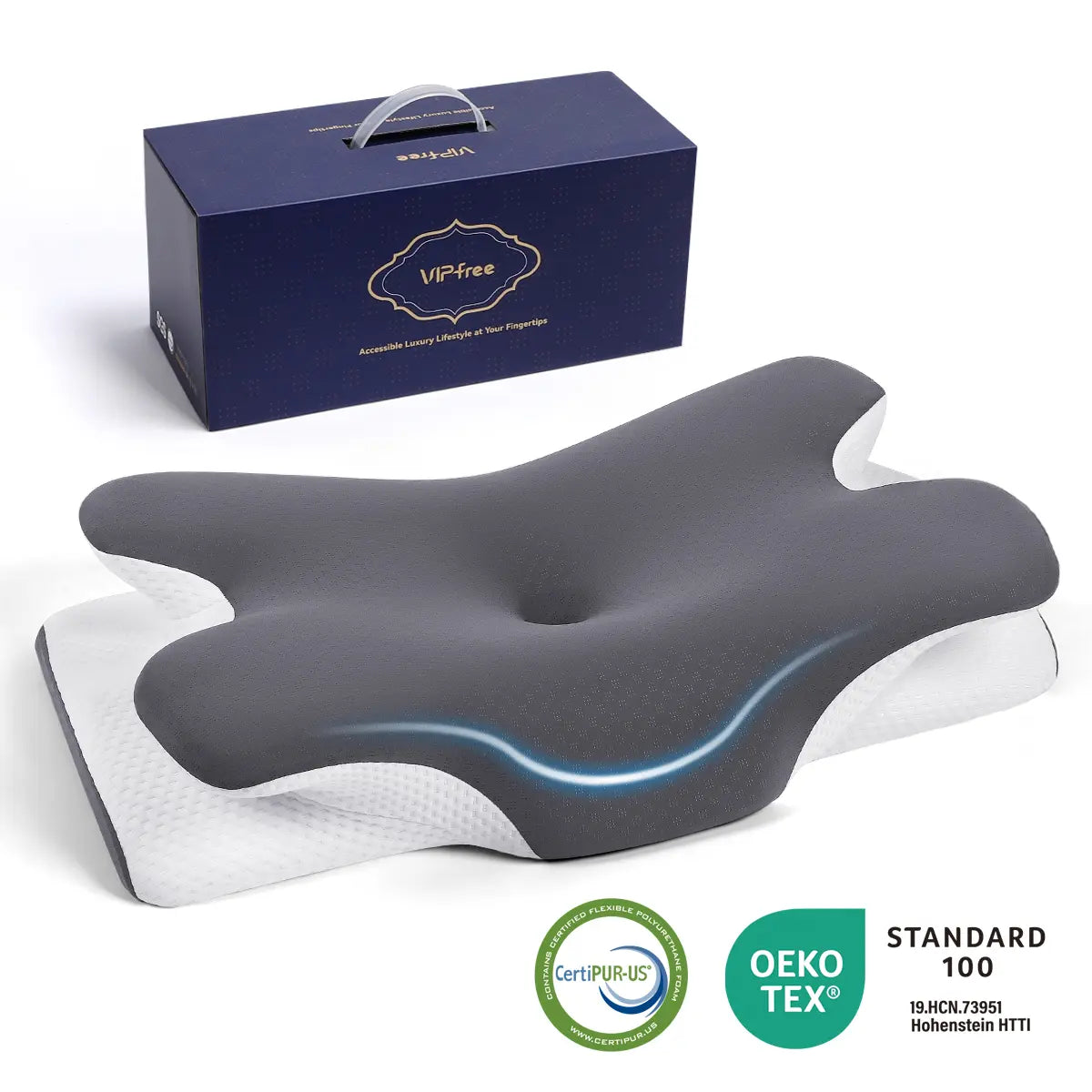 VIPfree Adjustable Ergonomic Memory Foam Pillow