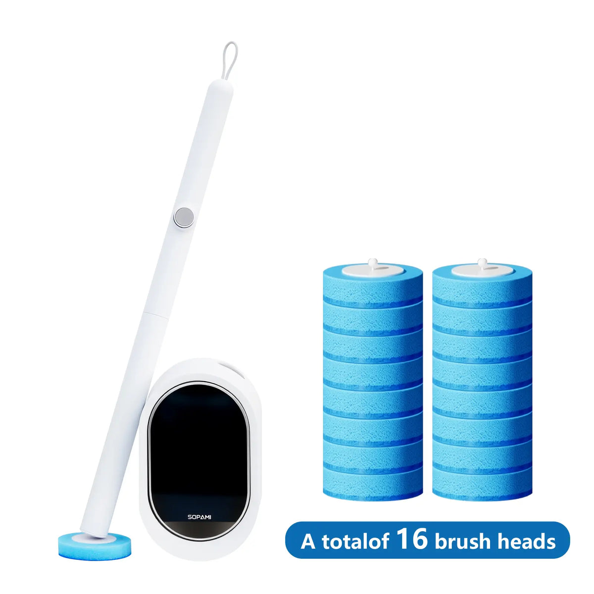 SOPAMI Disposable Toilet Brush Kit with Refill Heads for Easy Bathroom Cleaning