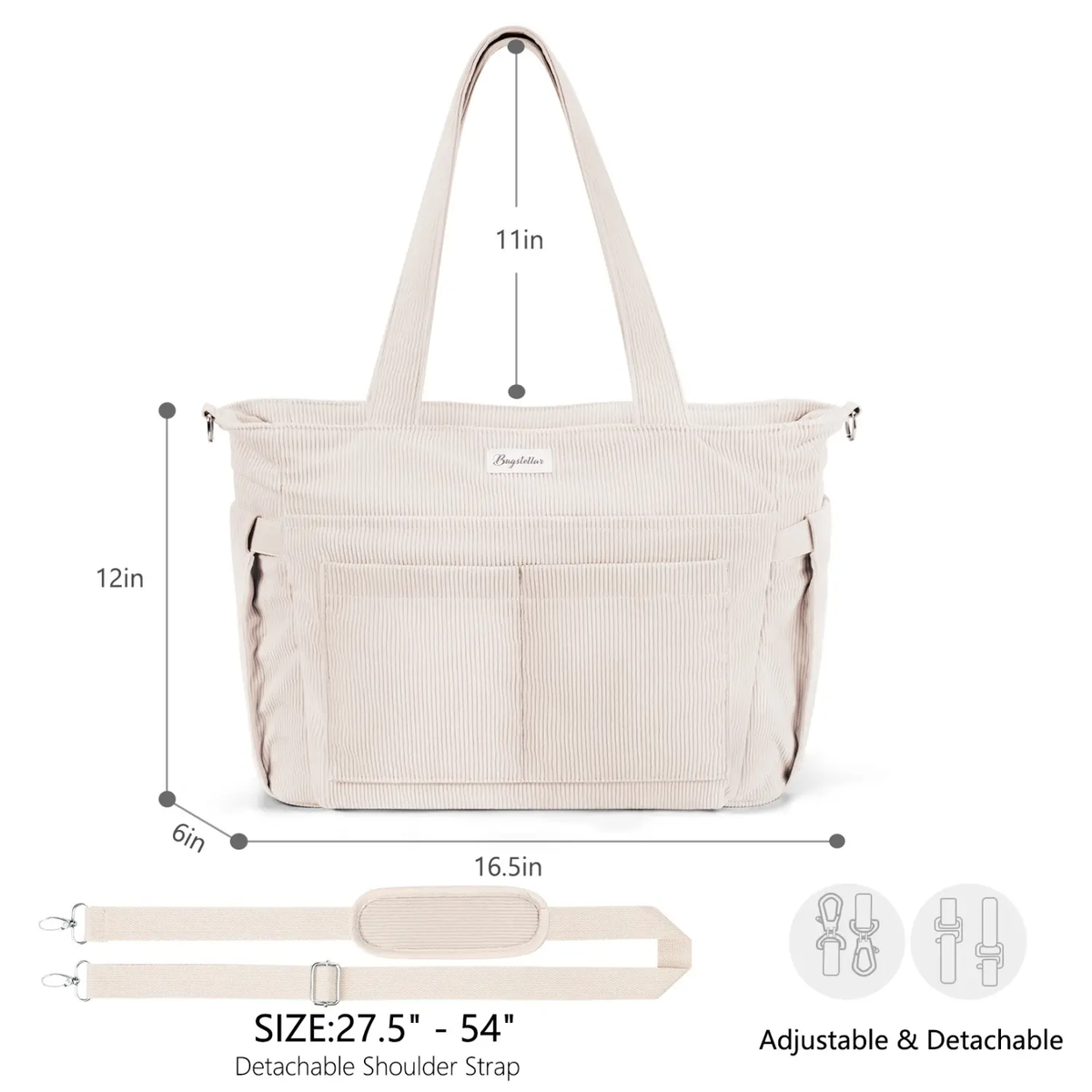 Bagstellar Corduroy Tote Bag for Women - 15.6" Laptop