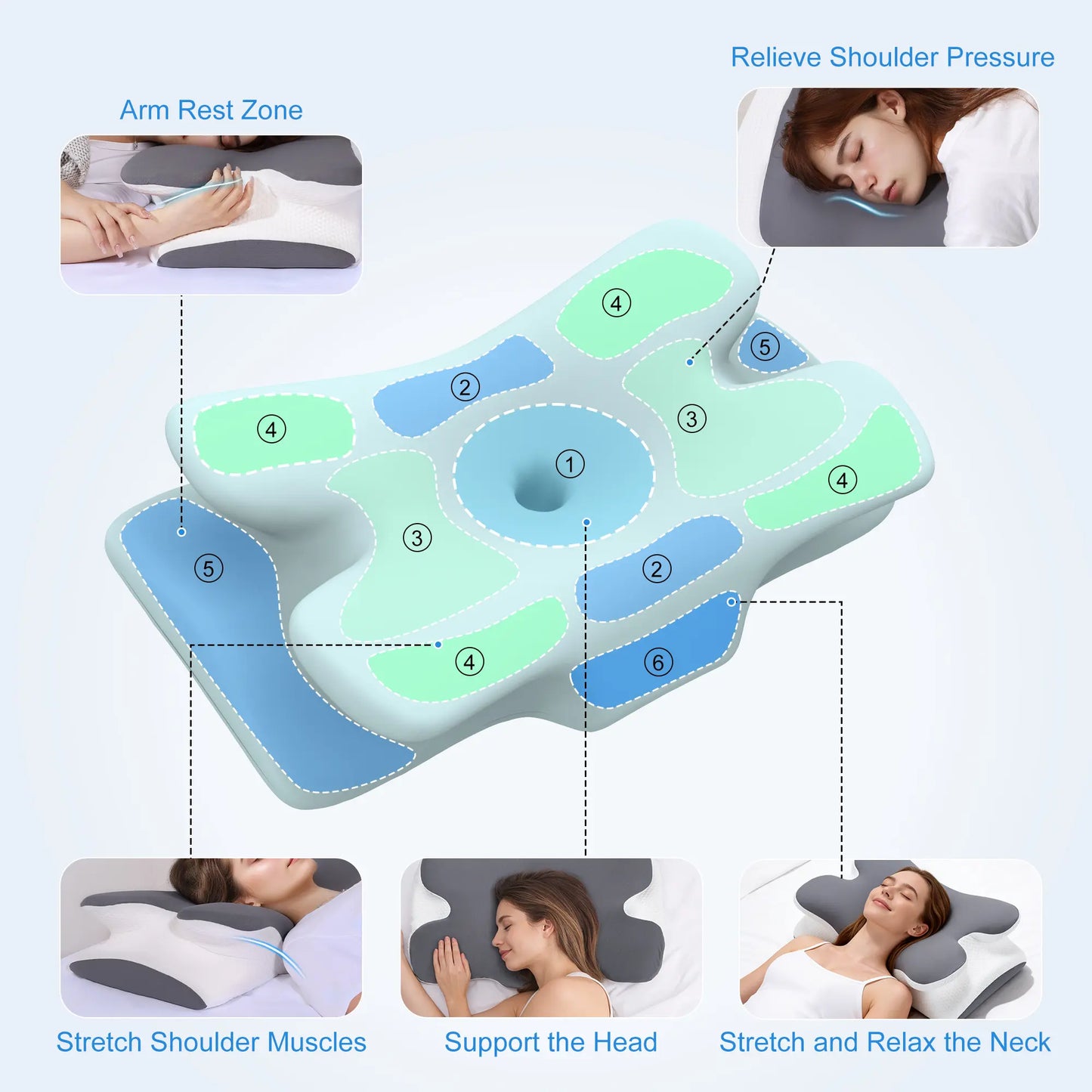 VIPfree Adjustable Ergonomic Memory Foam Pillow