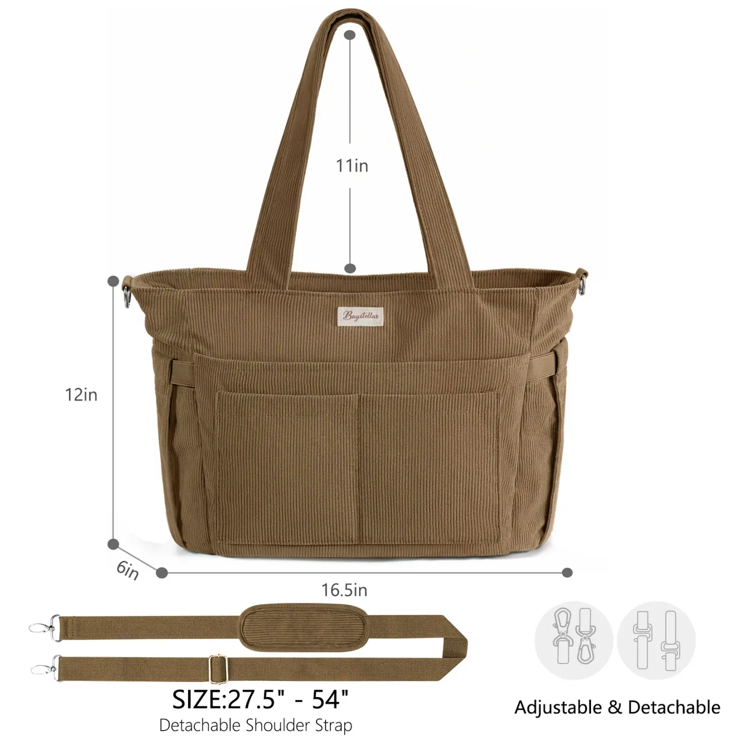 Bagstellar Corduroy Tote Bag for Women - 15.6" Laptop