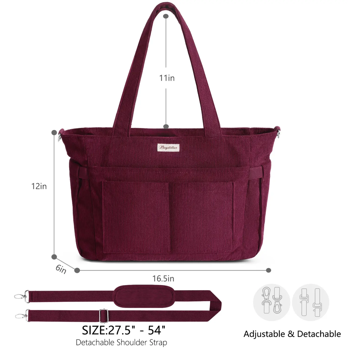 Bagstellar Corduroy Tote Bag for Women - 15.6" Laptop
