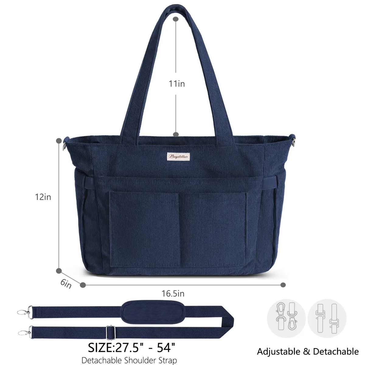 Bagstellar Corduroy Tote Bag for Women - 15.6" Laptop