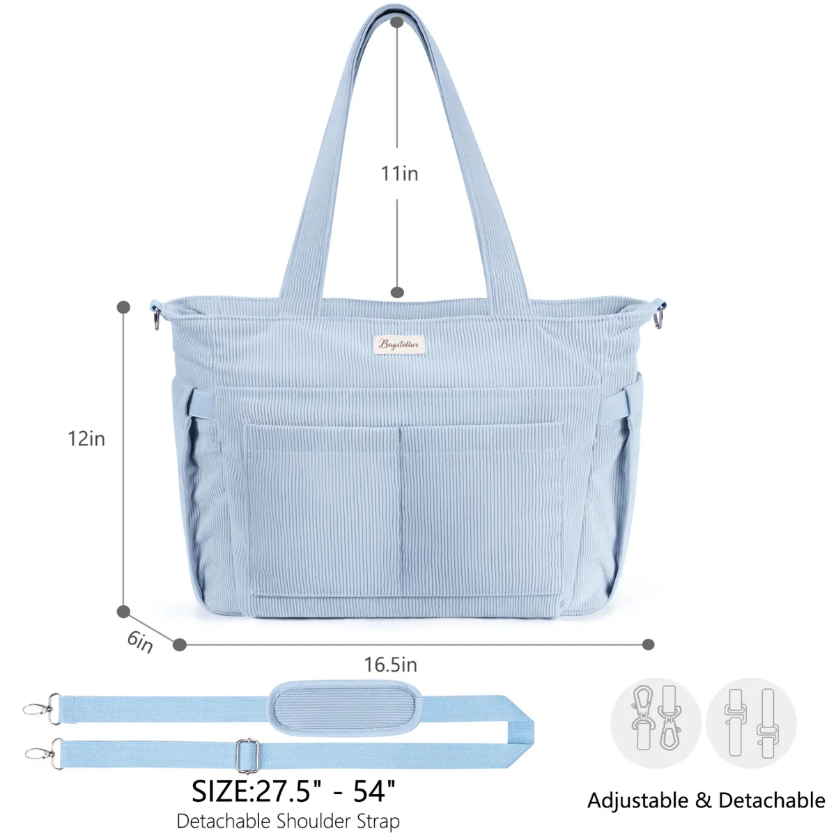 Bagstellar Corduroy Tote Bag for Women - 15.6" Laptop