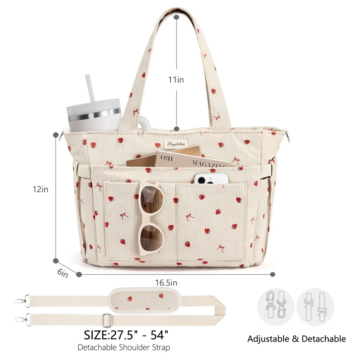 Bagstellar Corduroy Tote Bag for Women - 15.6" Laptop