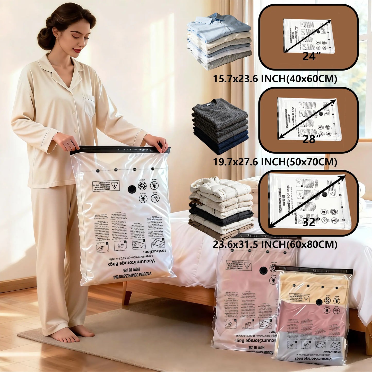 Snofrid Cordless Travel Vacuum Compression Bag Set 15-Pack